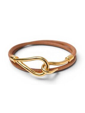 Hermes Bangle Bracelet Jumbo Choker Brown Gold